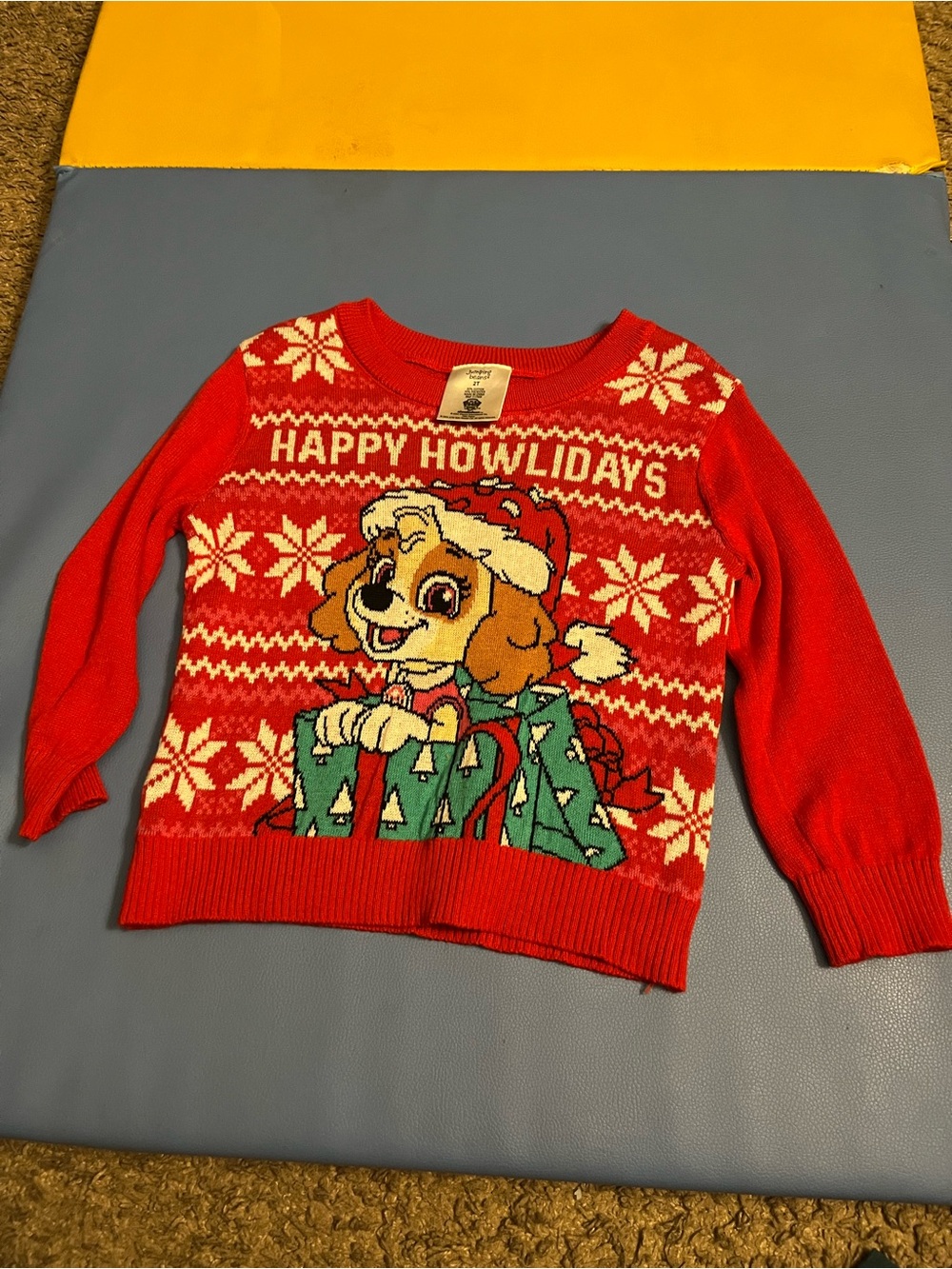 jumping beans 2T Red Holiday Crewneck Sweater with paw patrol Festive skye